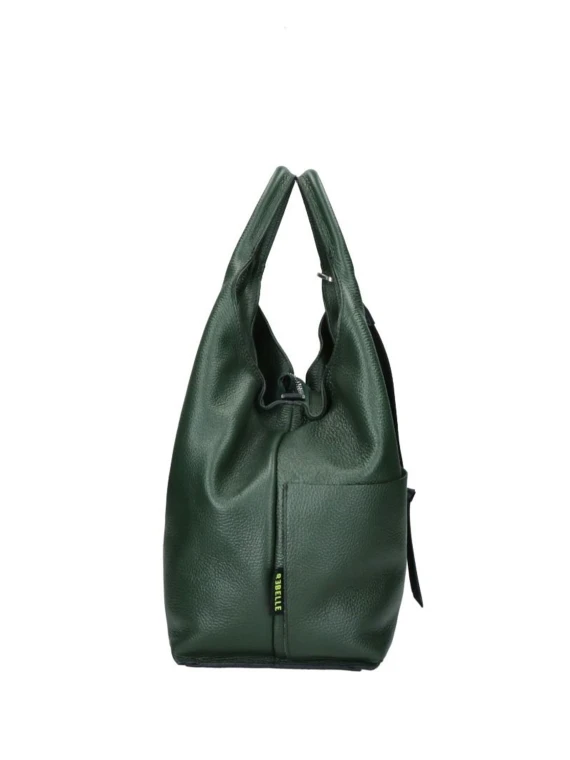 Shopping bag Nadia verde in pelle