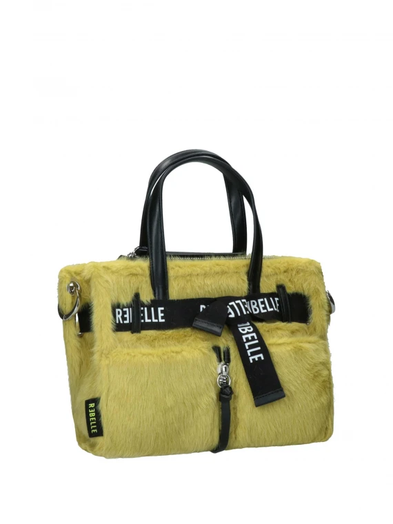 Yellow Argenta mini bag in faux fur