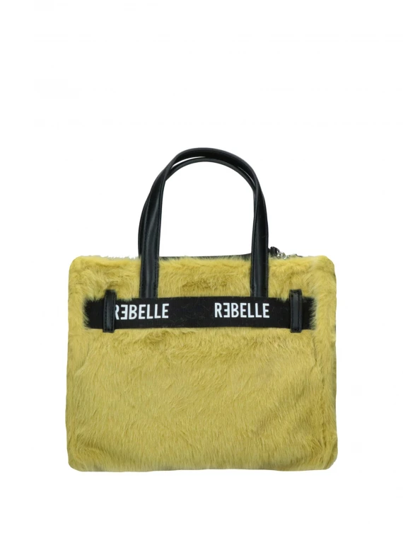 Yellow Argenta mini bag in faux fur