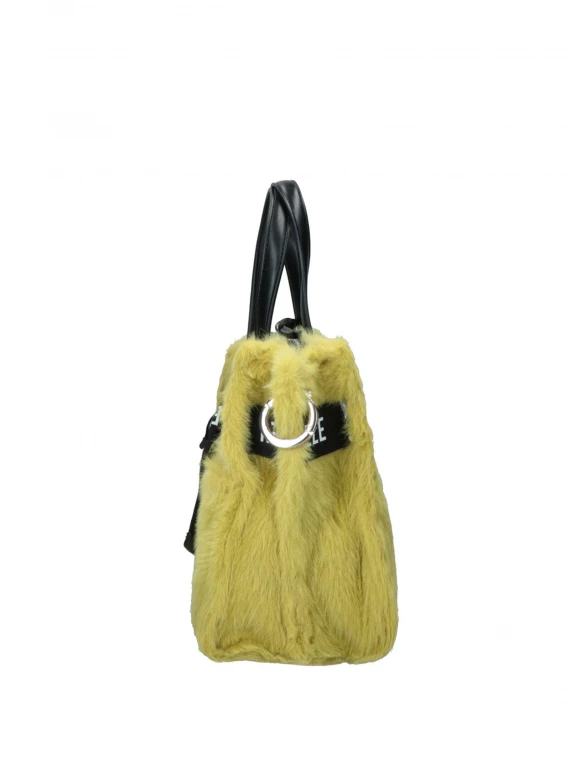 Yellow Argenta mini bag in faux fur