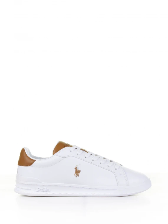 White brown leather sneaker with logo