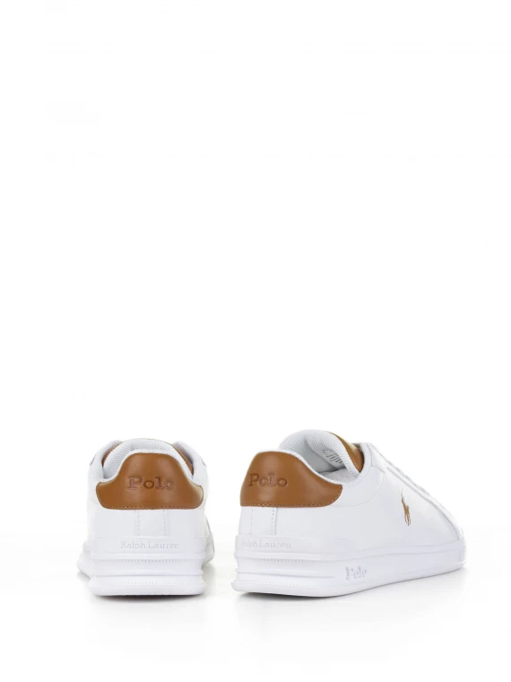 White brown leather sneaker with logo