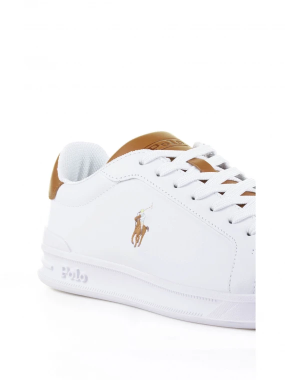 White brown leather sneaker with logo