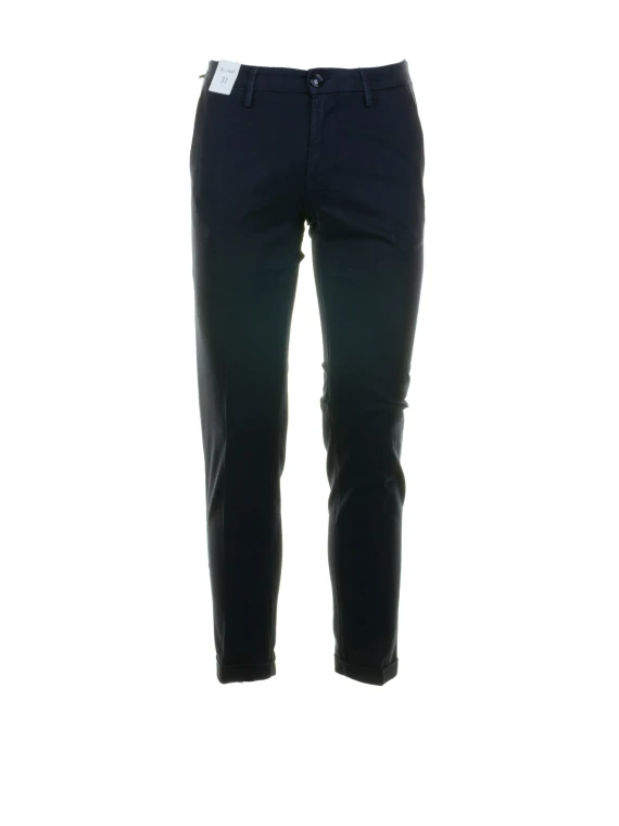 Pantalone chino blu navy con risvolto