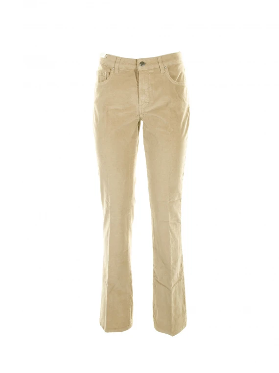 Pantalone beige a vita alta