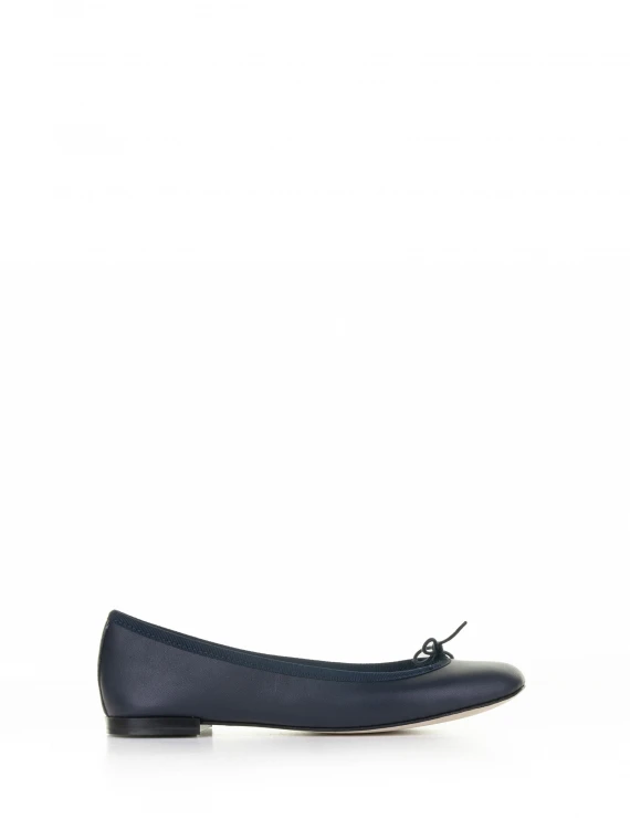 Ballerina blu navy in pelle