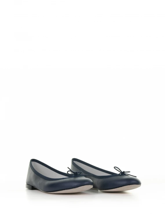 Ballerina blu navy in pelle