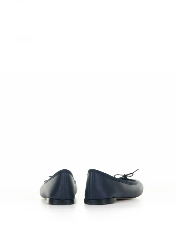 Ballerina blu navy in pelle