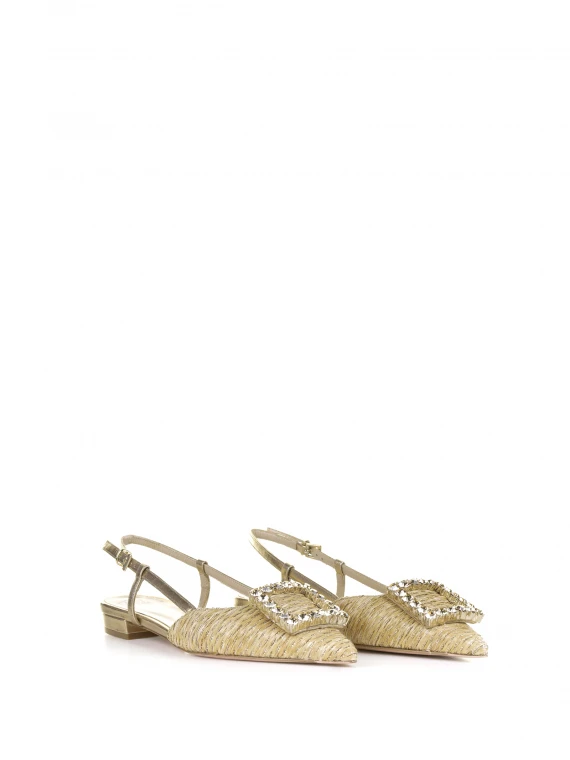 Chanel slingback with rhinestone accessory