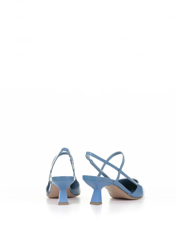 Chanel slingback in nappa azzurro con cinturino