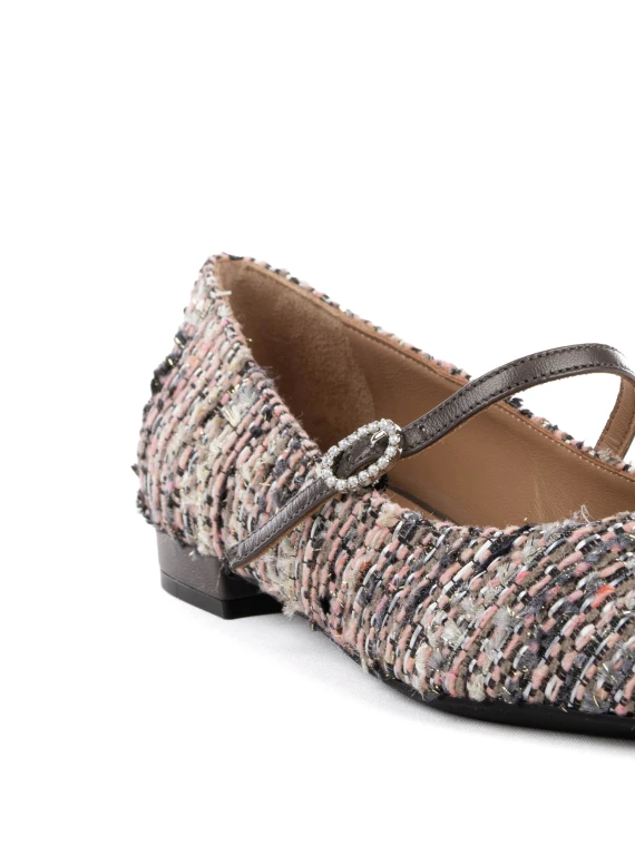 Ballerine Icaro in tweed nero