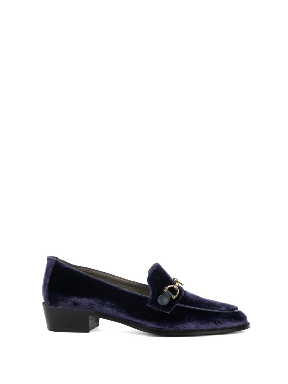 Navy Blue Velvet Axel Moccasin