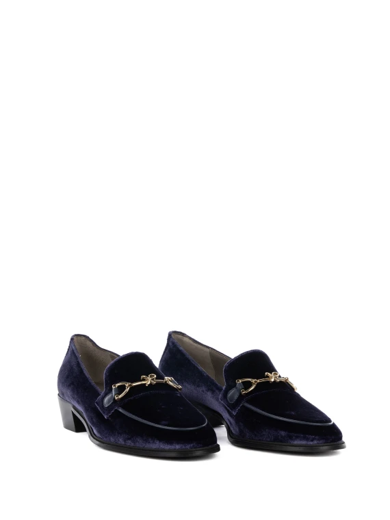 Navy Blue Velvet Axel Moccasin