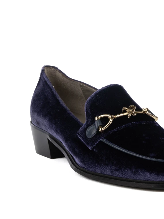 Navy Blue Velvet Axel Moccasin