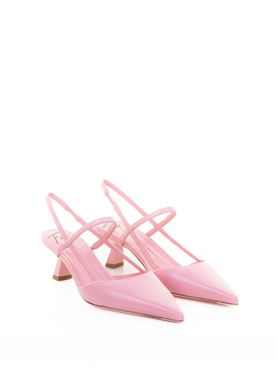 Décolleté slingback in nappa rosa