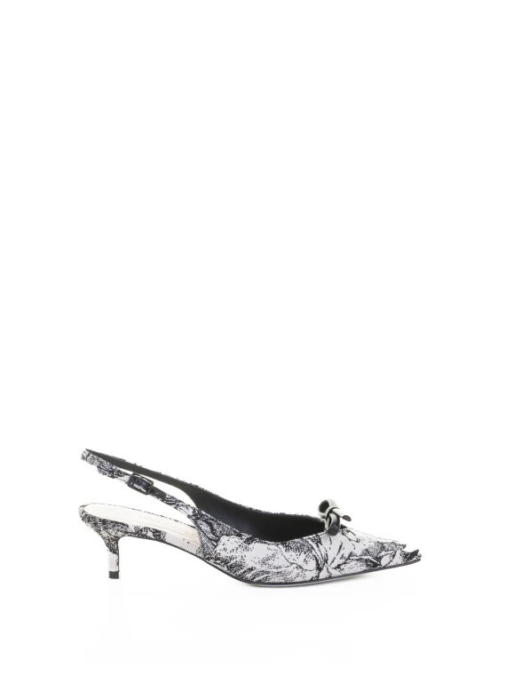 Décolleté slingback a punta in tessuto jacquard