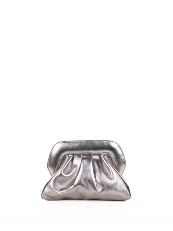 Pochette argento in pelle laminata