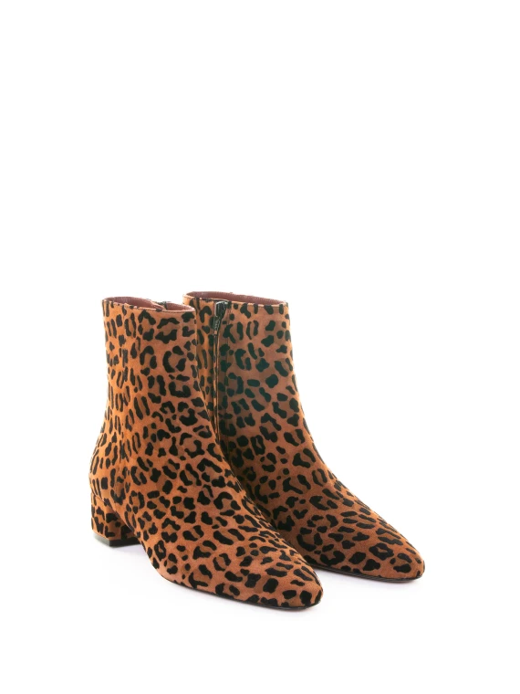 Leopard Suede Ankle Boots