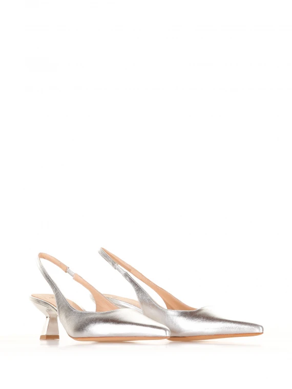 Silver nappa leather Arabel slingback