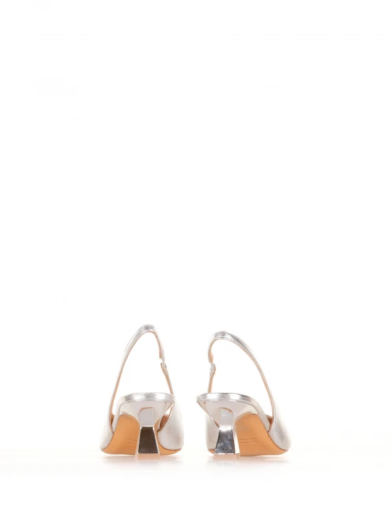 Silver nappa leather Arabel slingback