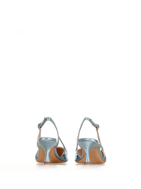 Slingback in raso di seta con paillettes