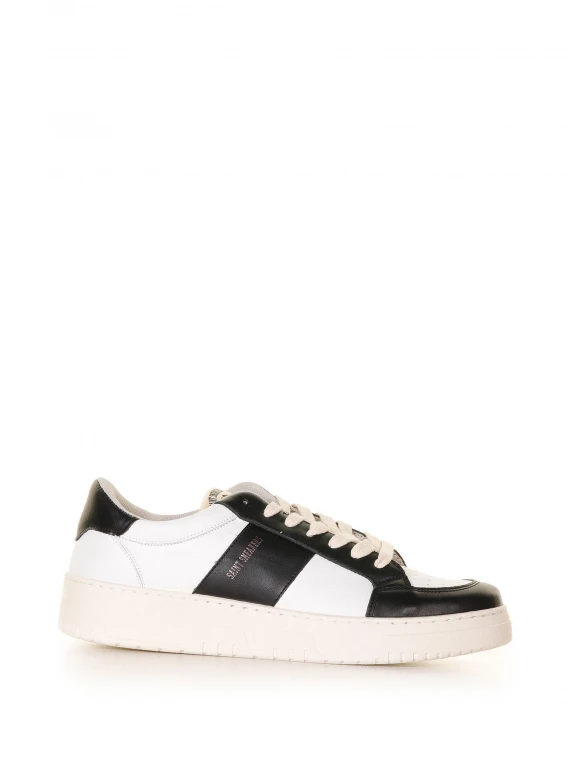 Sneaker Tennis bianco nero in pelle