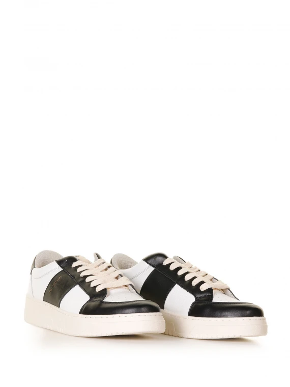 Sneaker Tennis bianco nero in pelle