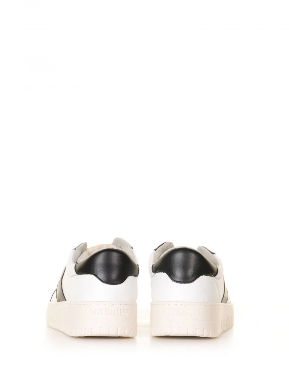 White black leather tennis sneaker