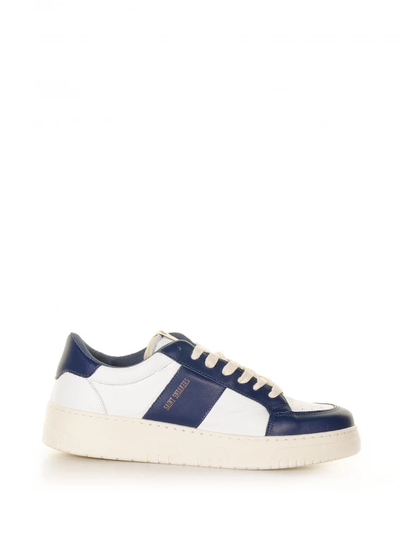 Sneaker Tennis bianco blu in pelle