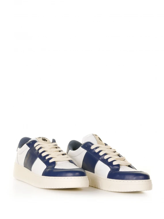 White blue leather tennis sneaker