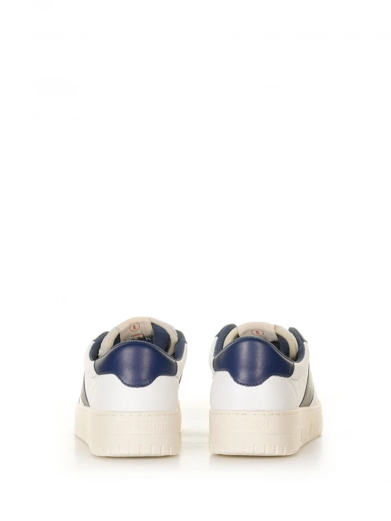 White blue leather tennis sneaker