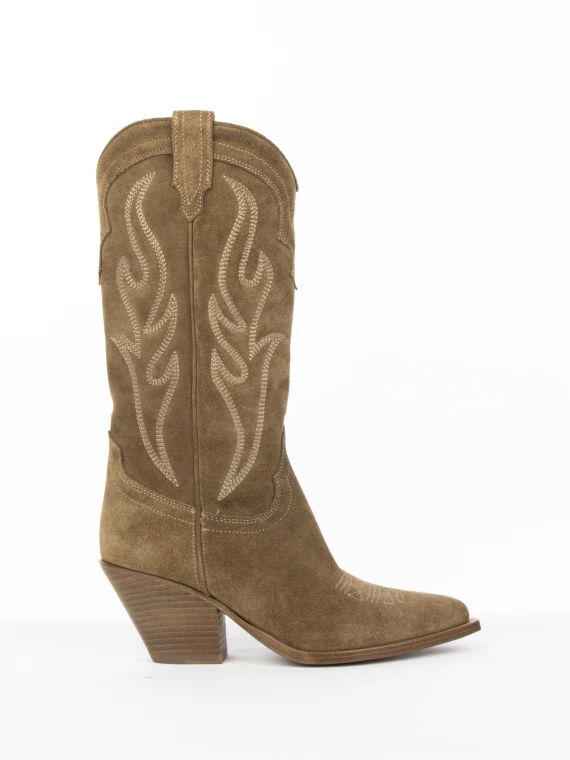 Stivale texano Santa Fe marrone in suede