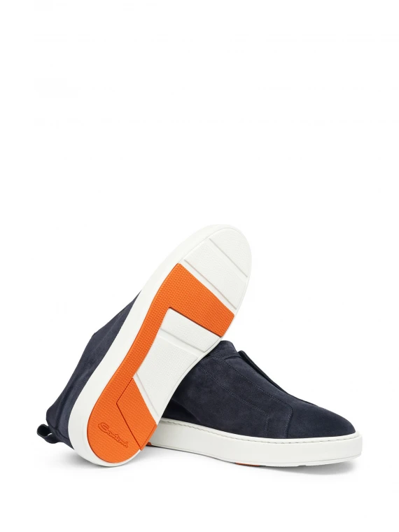 Sneaker slip-on in suede e fondo gomma