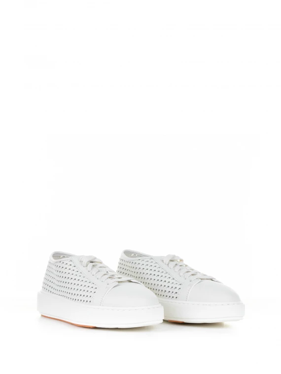 White sneaker in perforated leather