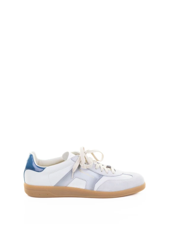 Sneaker bianco blu in pelle