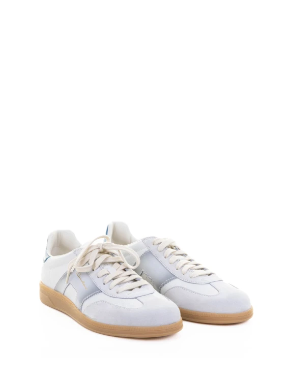 Sneaker bianco blu in pelle