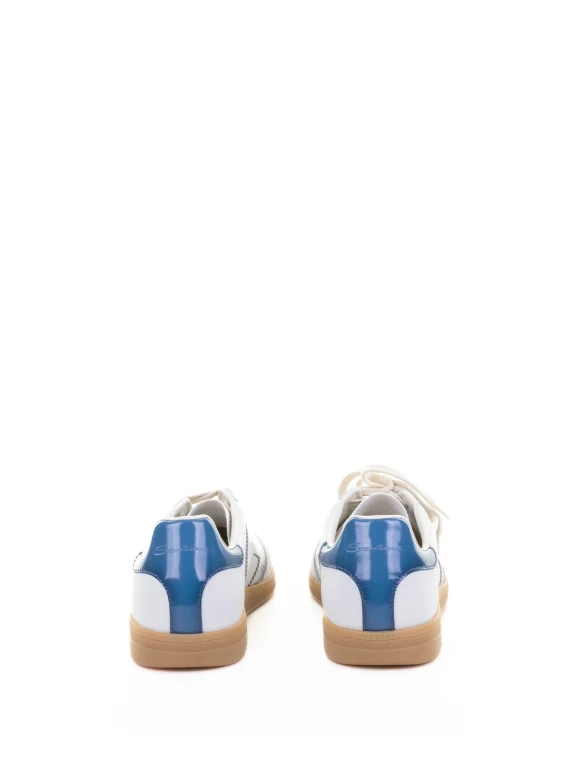 Sneaker bianco blu in pelle