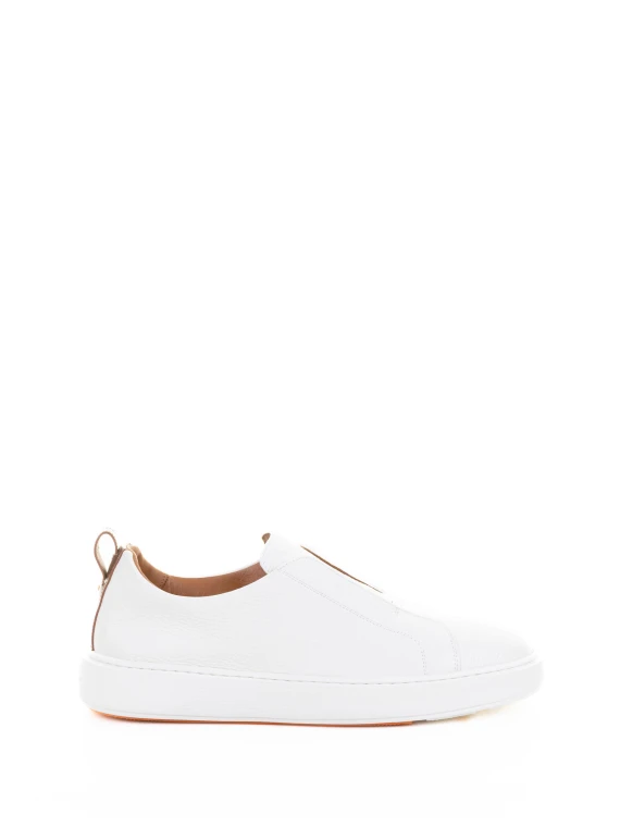 Sneaker slip on bianca in pelle