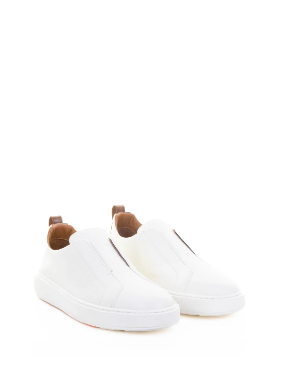 White Leather Slip On Sneaker