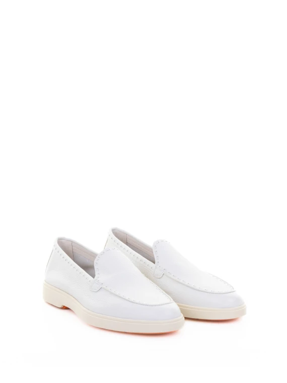 Women's White Leather Moccasin