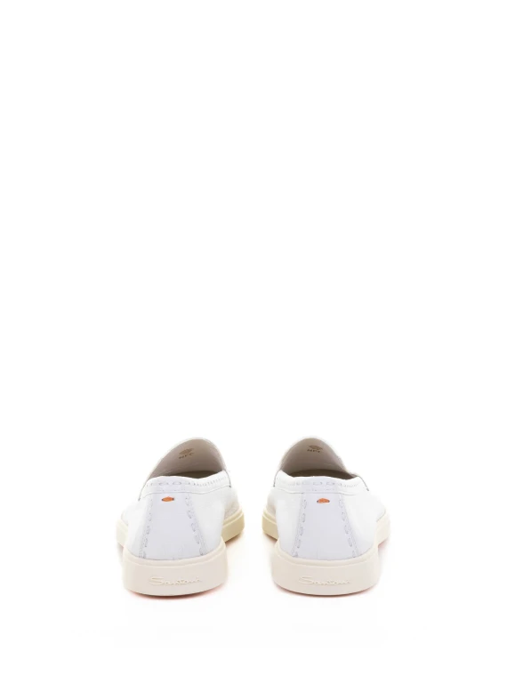 Women's White Leather Moccasin