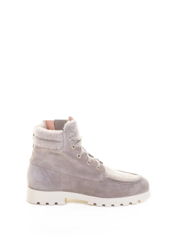 Polacco beige donna in suede con lacci