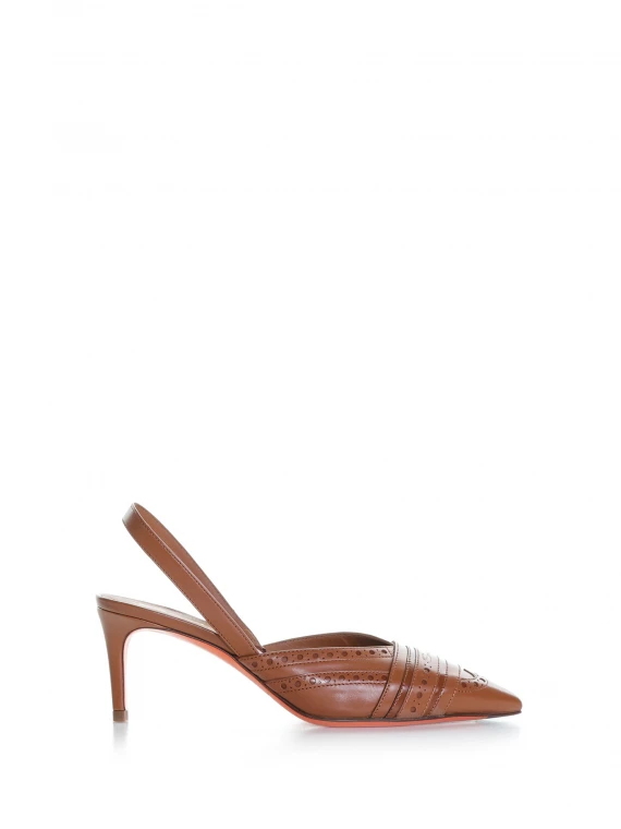 Slingback tacco medio in pelle