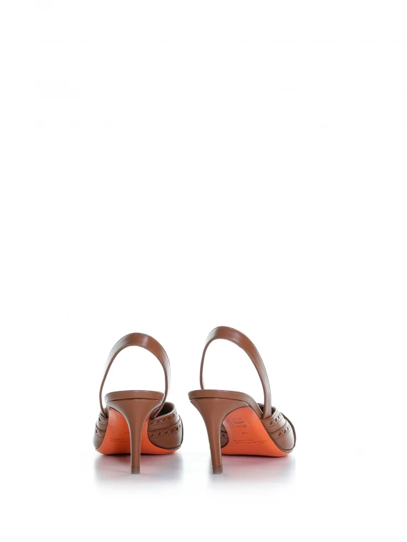 Slingback tacco medio in pelle