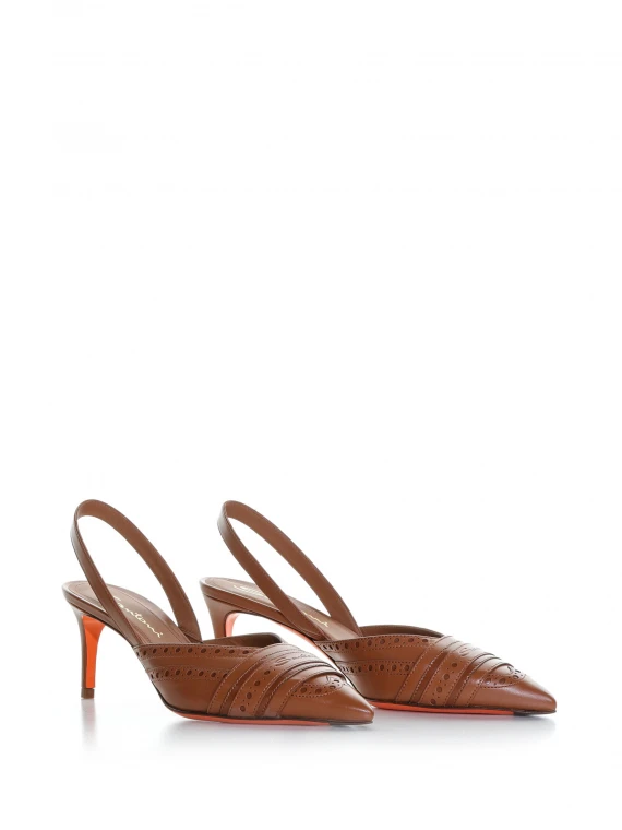 Slingback tacco medio in pelle