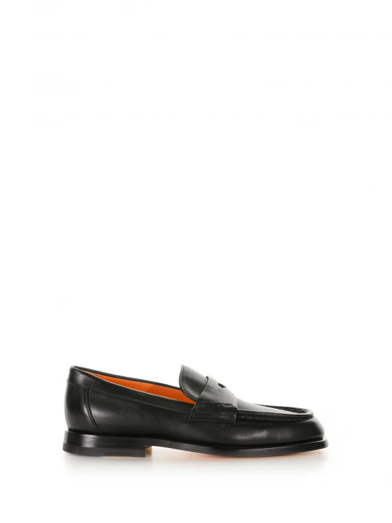 Black leather loafer