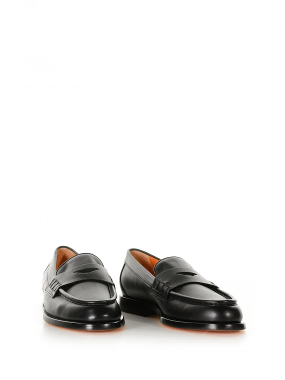 Black leather loafer