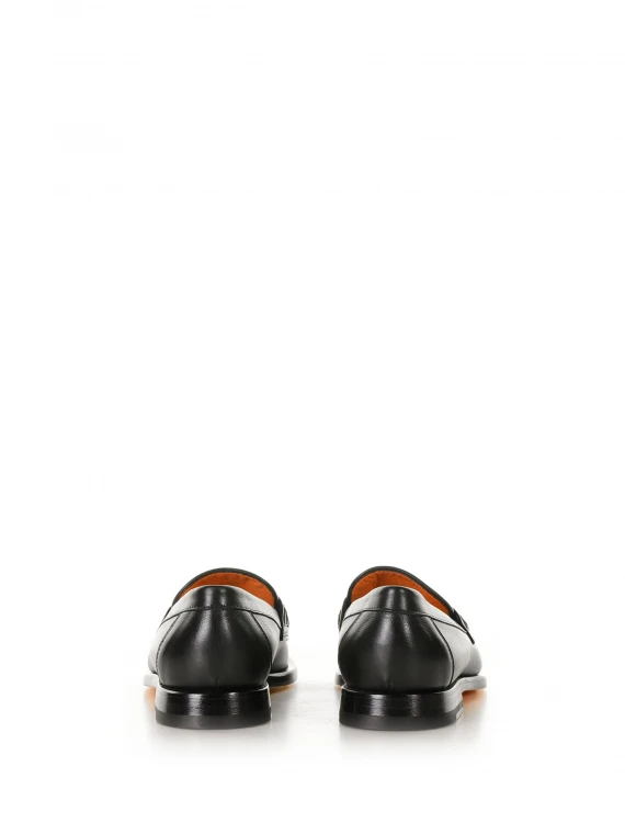 Black leather loafer