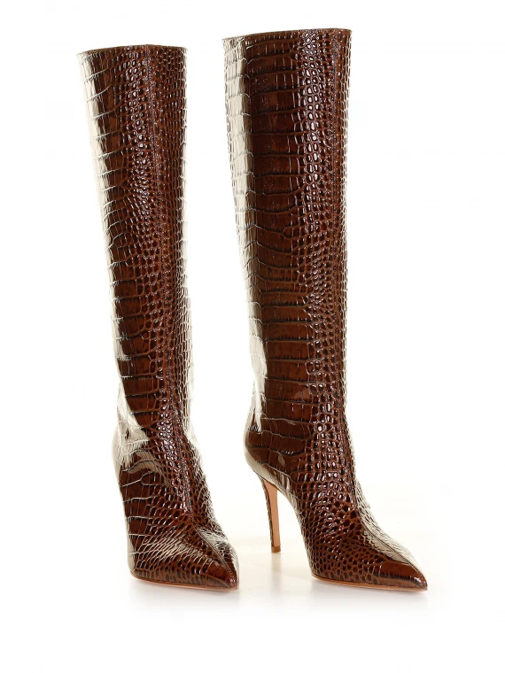 Denise boot in croco print leather