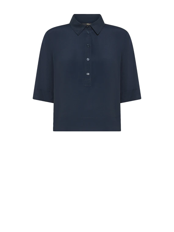 Polo donna blu in jersey